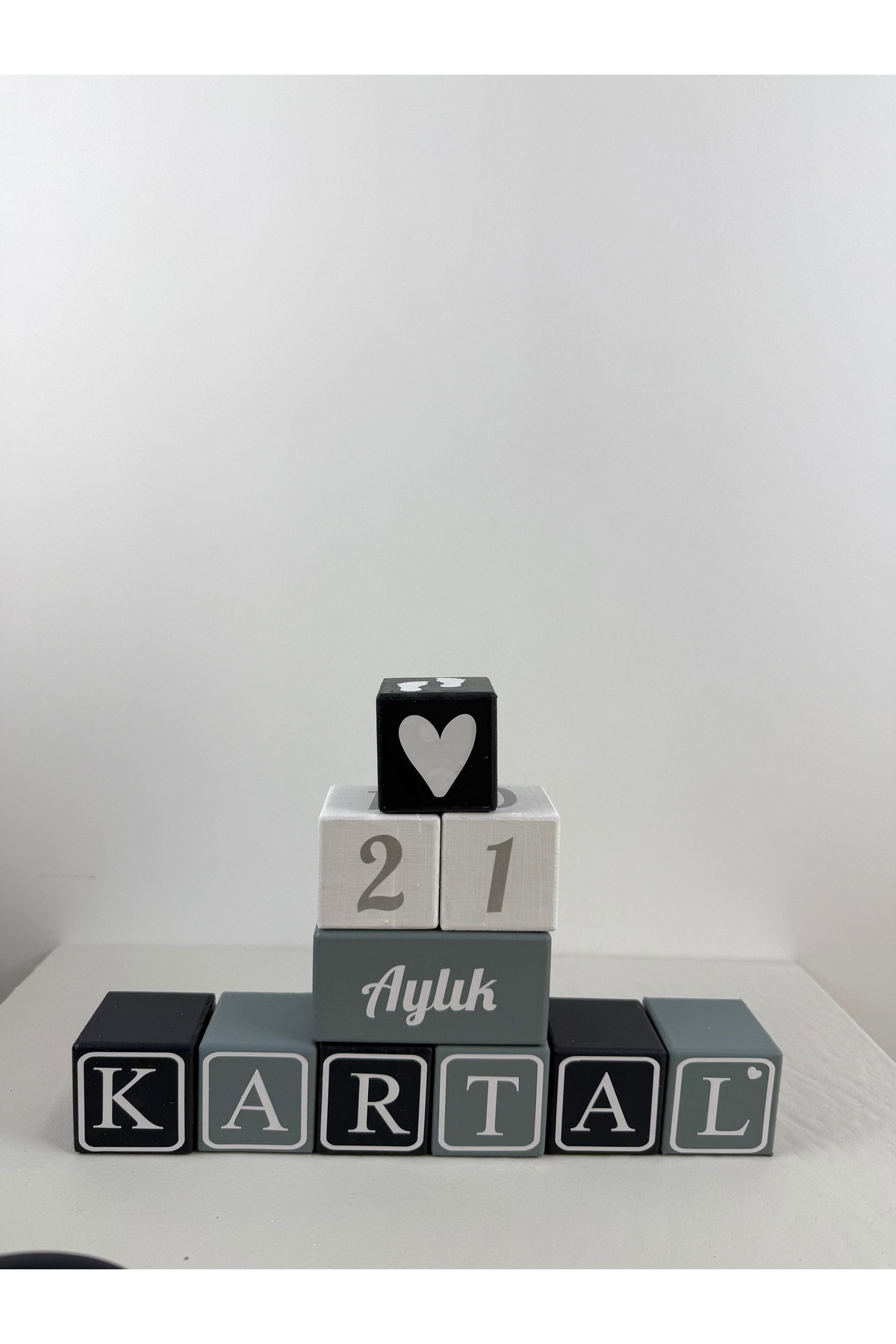 Gri Antrasit Anı küpü harfli küp 6 HARFLİ İSİMLER İÇİN GECERLIDIR