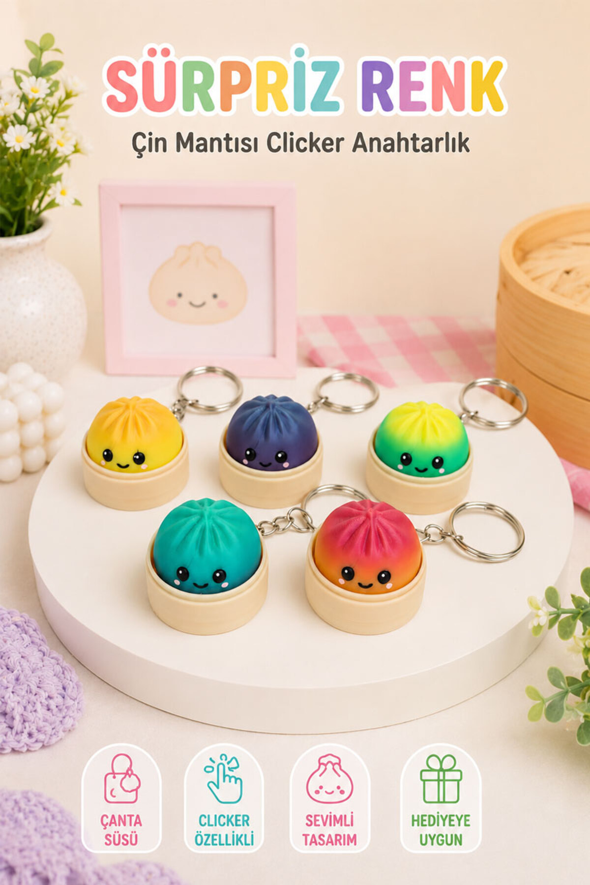 DHARMONYCO Mini Çin Mantısı BAO Clicker Anahtarlık - Fiyatı