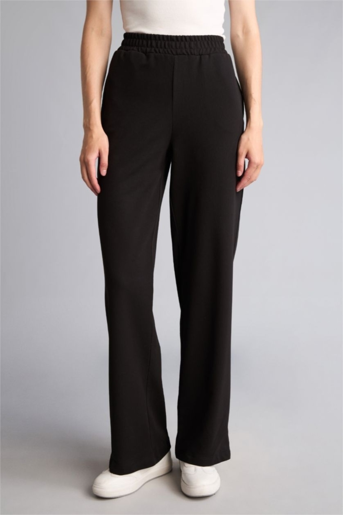 DeFacto Straight Fit Beli Lastikli Basic Düz Cepli Eşofman Altı - Siyah görsel 3