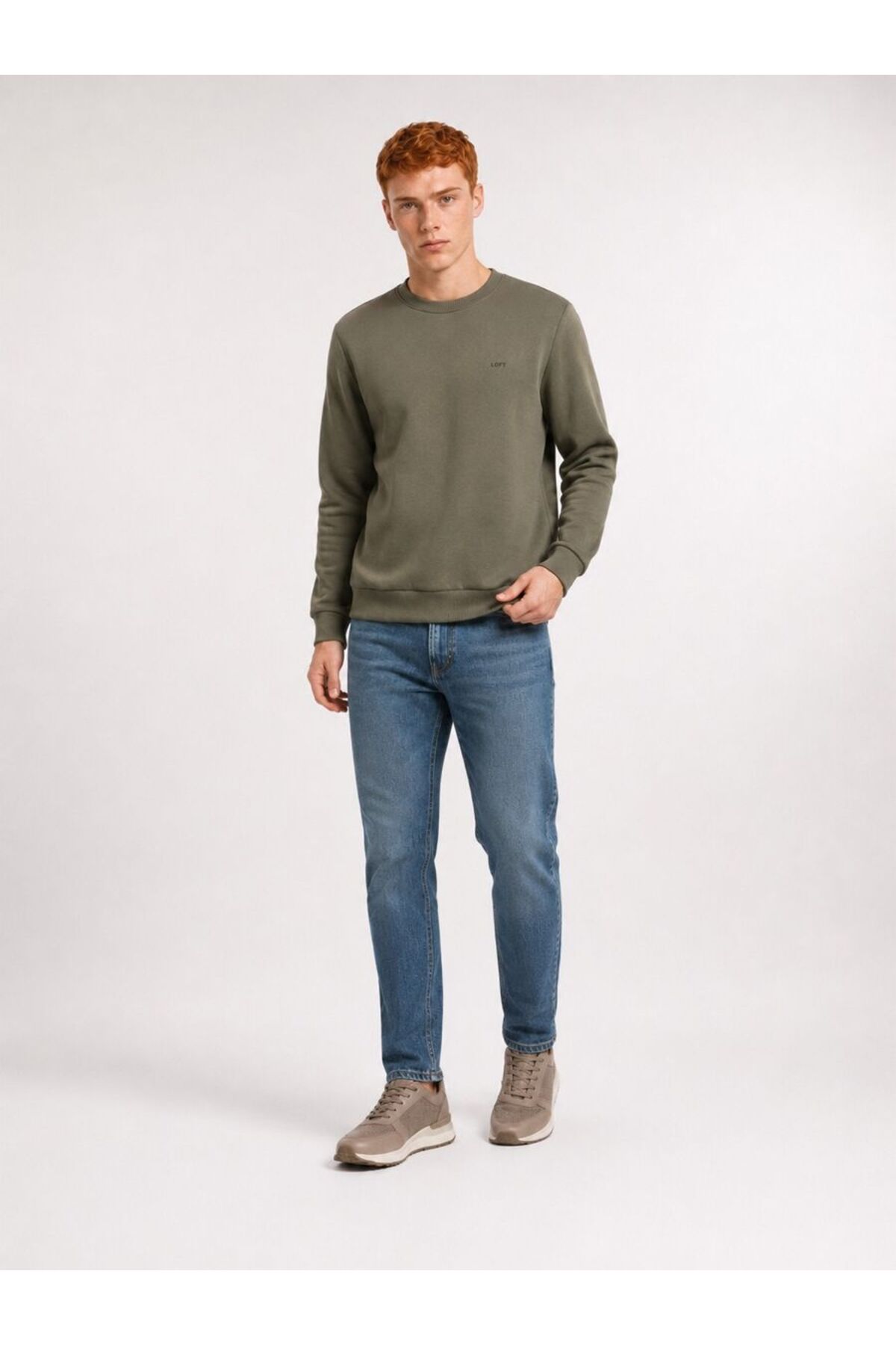 Regular Fit Erkek Sweatshirt — خاکی LF2044038_Q1.V1 — تصویر 4 از 6