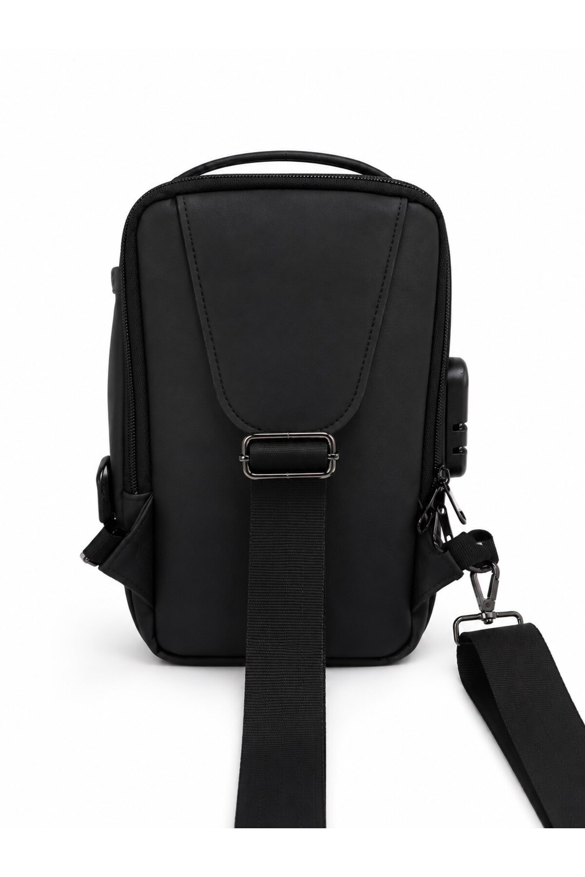 Newish Polo Erkek Siyah Usb Çıkışlı Çapraz Askılı Bel Çantası Ve Cüzdan Kartlık görsel 5