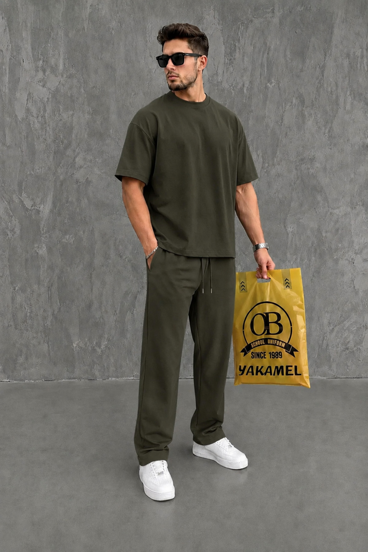 Oversize Salaş Kesim Premium Takım Kombin Rahat Kalıp Unisex İkili Takım — خاکی etkpbrn8
