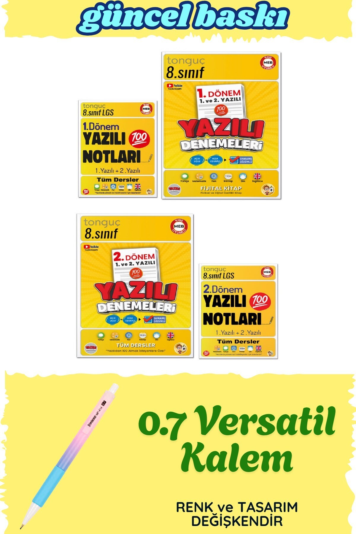 Tonguç Yayınları 8. Sınıf Yazılı NOTLARI ve DENEMELERİ - Mikro 0.7