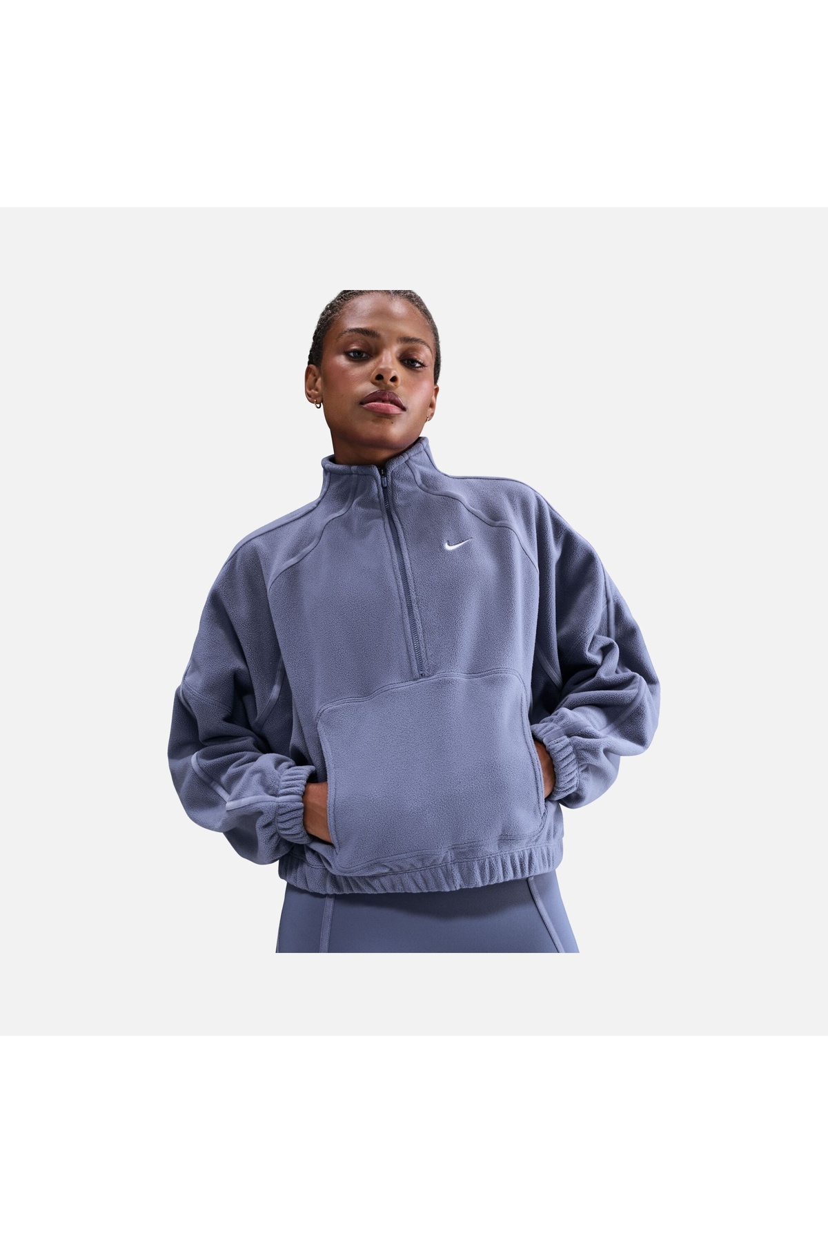 Nike One Therma-FIT Yarım Fermuarlı Oversize Kadın Polar Sweatshirt | IO0182