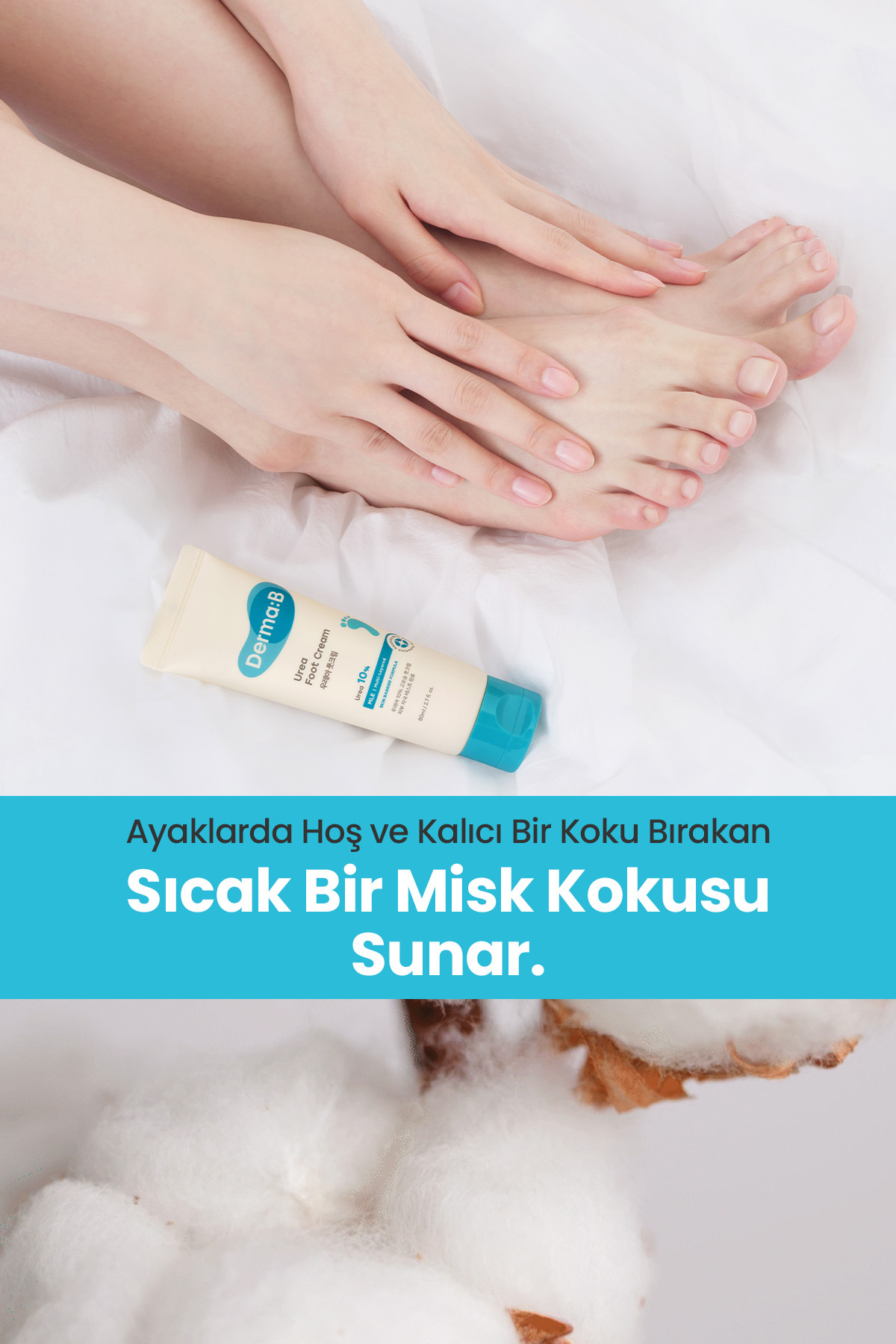 Kuru ve Çatlamış Topuklar İçin, Peeling Etkili Nemlendirici Ayak Kremi DERMA:B Urea Foot Cream — 9811 — تصویر 8 از 9