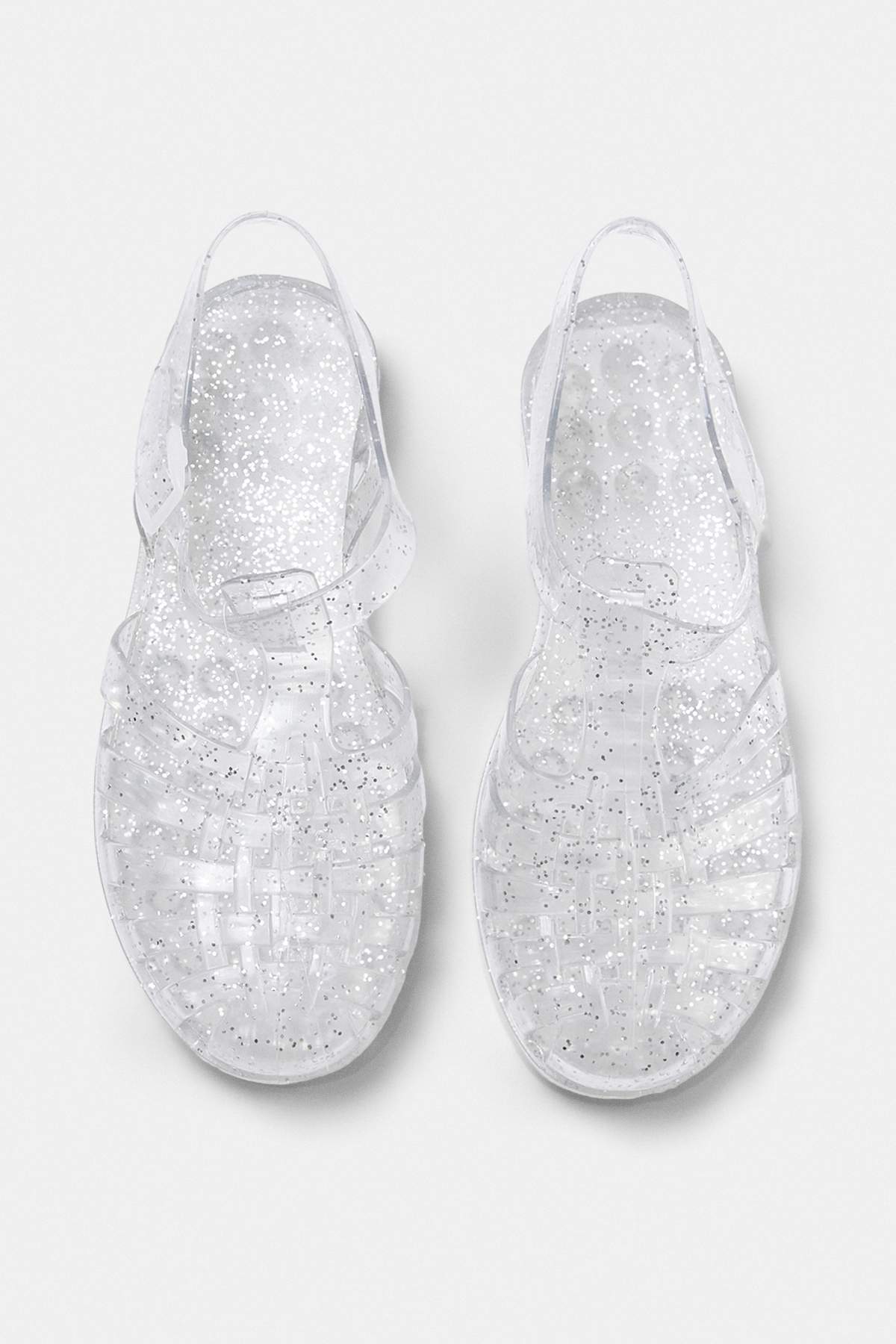 TRENDYOL SHOES Graue Glitzer-Jelly-Damensandalen TAKSS26SD00033