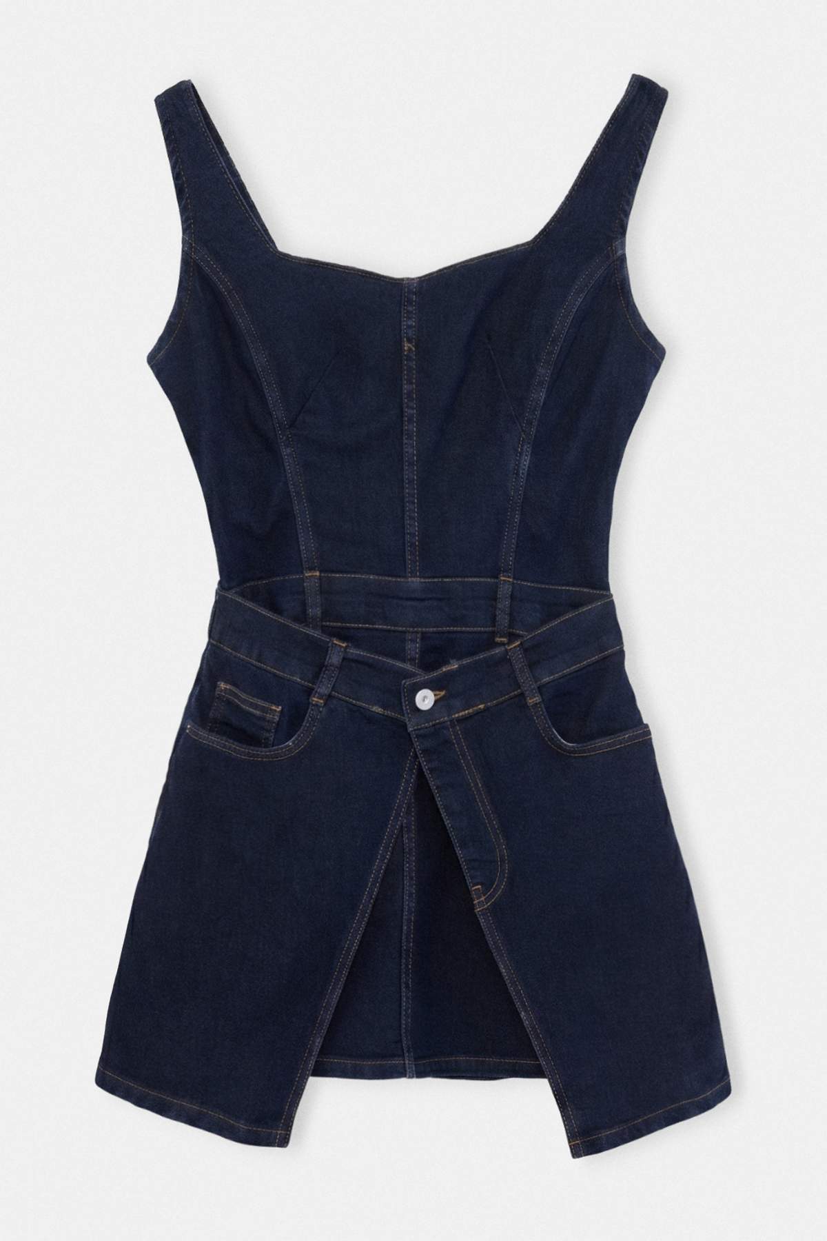 Trendyolmilla Koyu Mavi Askılı Mini Denim Elbise TWOAW27EL00054
