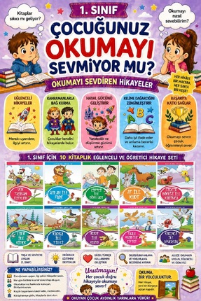 Ata Yayıncılık 1.Sınıf Okumayı Sevdiren 10 lu Hikaye Seti 7 (16 sayfa)