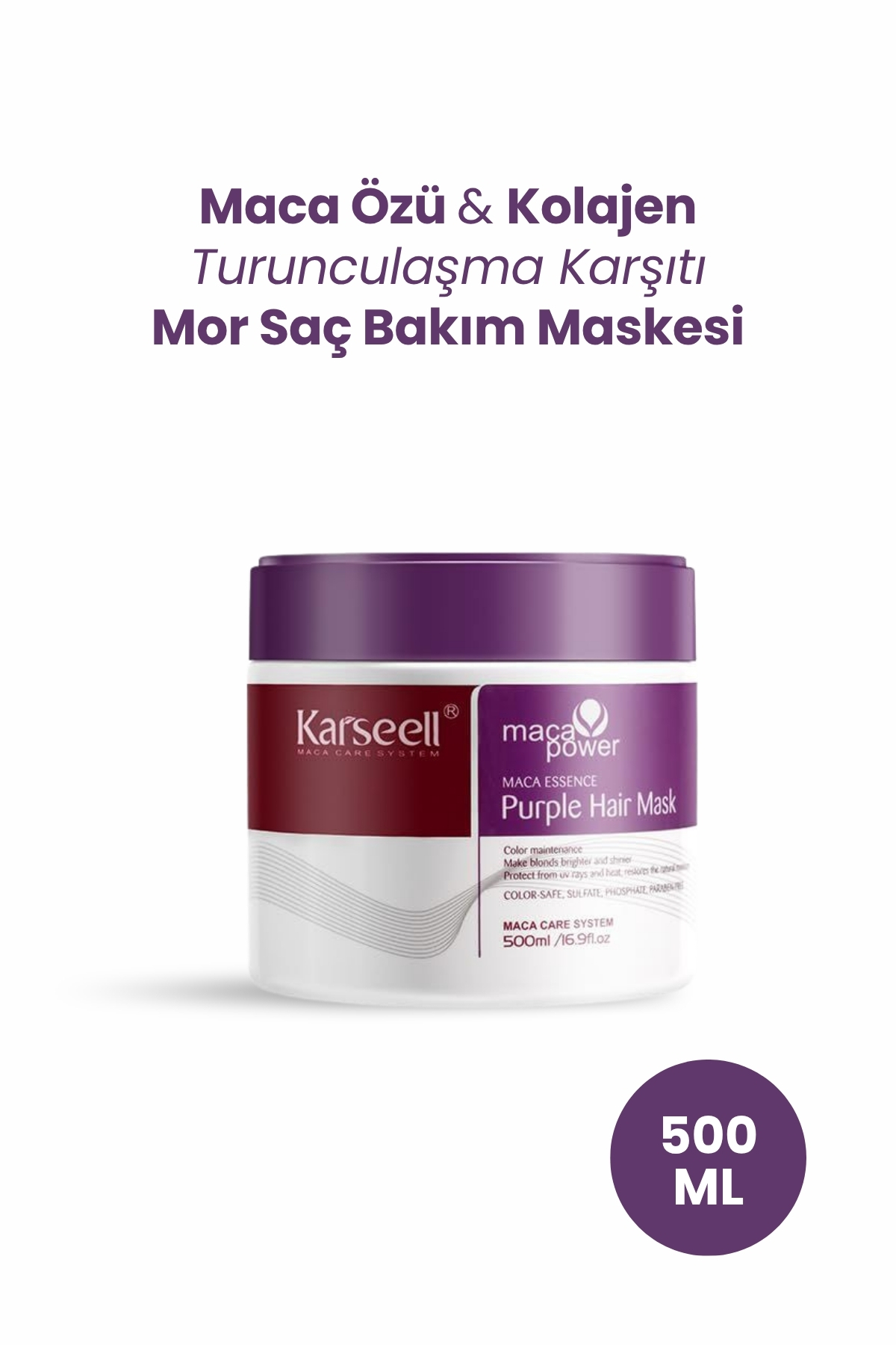 KARSEELL Turunculaşma Karşıtı Maca Özlü Purple Hair MOR Maske 500 ml — 4897110036427
