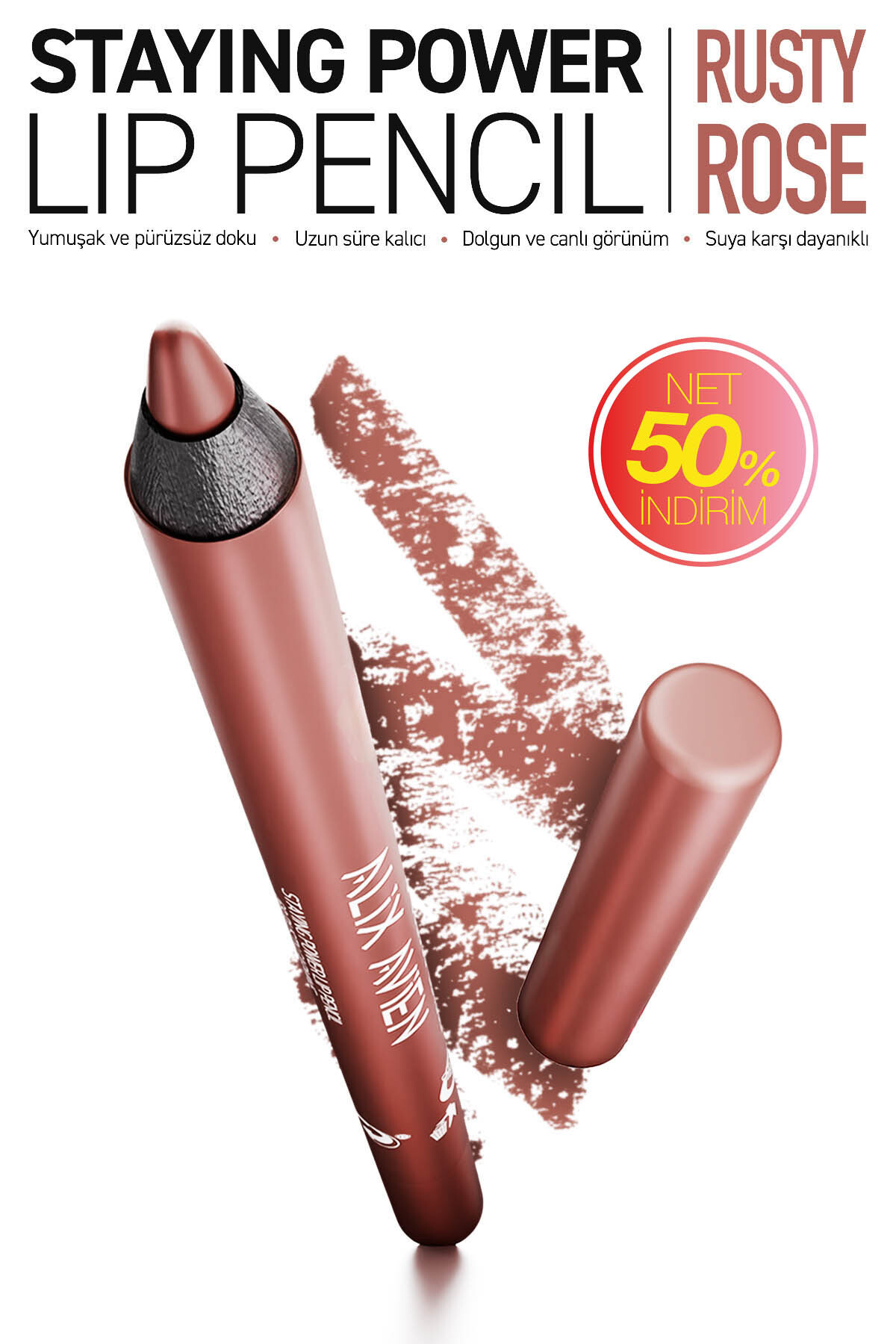 Alix Avien Suya Dayanıklı Uzun Süre Kalıcı Yumuşak Dudak Kalemi - Staying Power Lip Pencil 65 Rusty Rose - Fiyatı, Yorumları