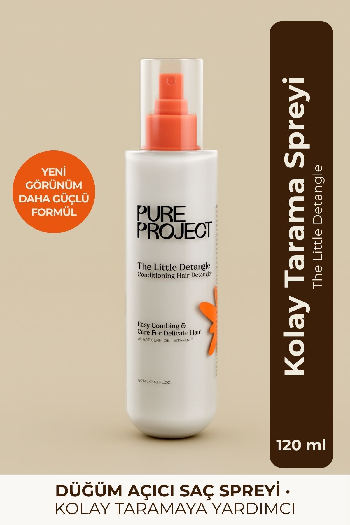 Pure Project Bitkisel Bazlı Saç Açıcı & Kolay Tarama Spreyi 120 ml | Dolaşma Karşıtı & Yumuşatıcı Etki — 8682835806143