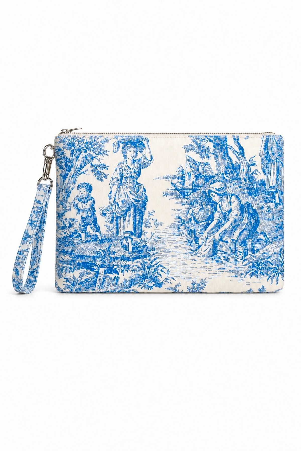 MONAAR Toile de Jouy Clutch Portföy Çanta Tablet Uyumlu