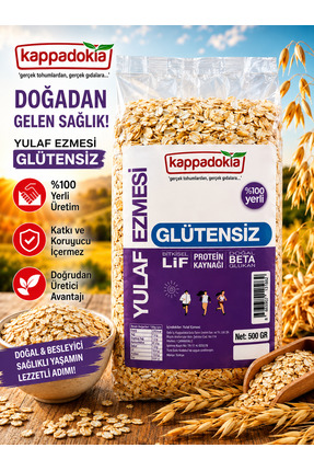 KAPPADOKİA Glütensiz Yulaf Ezmesi - 500 gr PESTİSİT ANALİZLİ (Yeni Hasat)