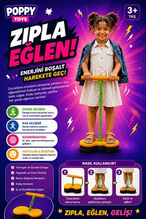 POPPYTOYS Çocuklar Için Atlama Zıplama Oyuncağı Boy Uzatıcı Eğitici Fiziksel ...