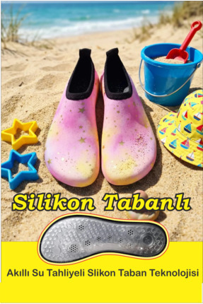 Sea&Blue Renkli ve Yıldız Desenli Kaymaz Silikon Tabanlı Deniz Ayakkabısı - P...