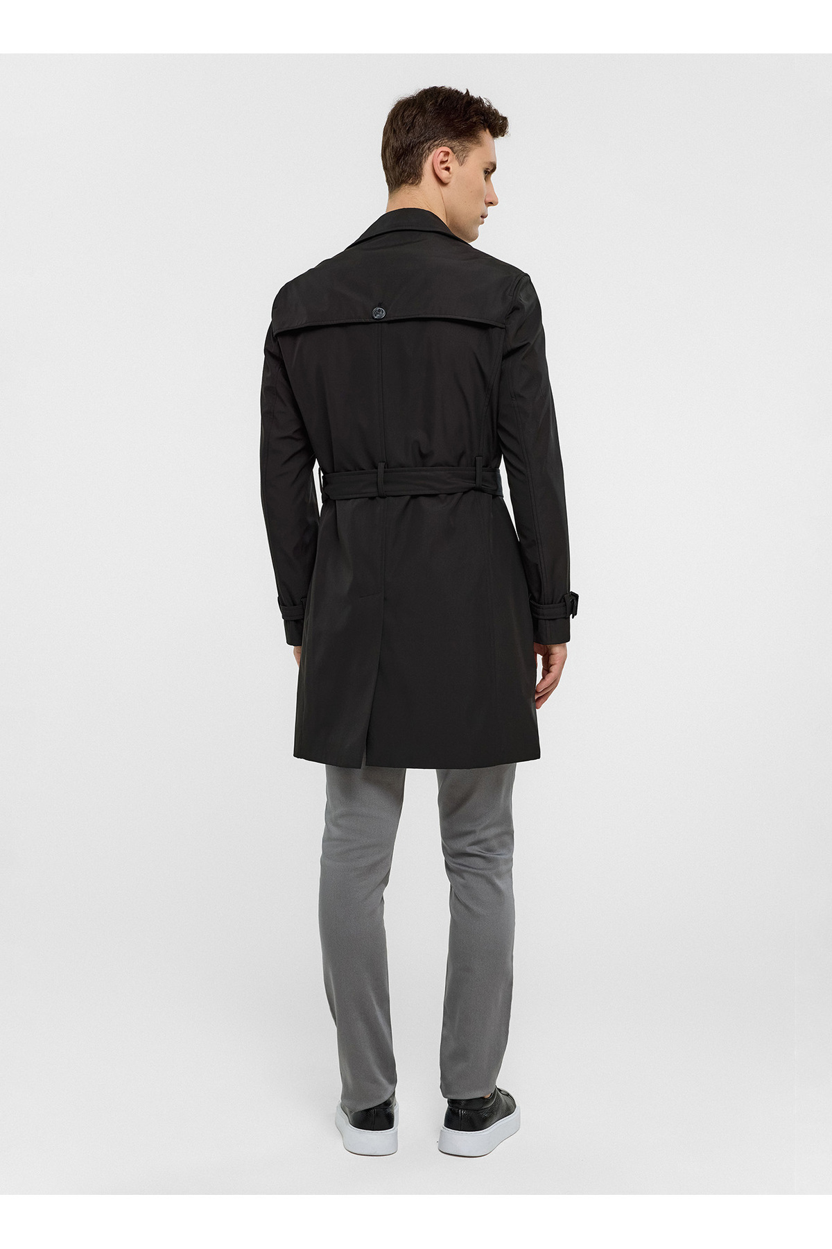 Back And Bond Siyah Regular Fit Trençkot görsel 8