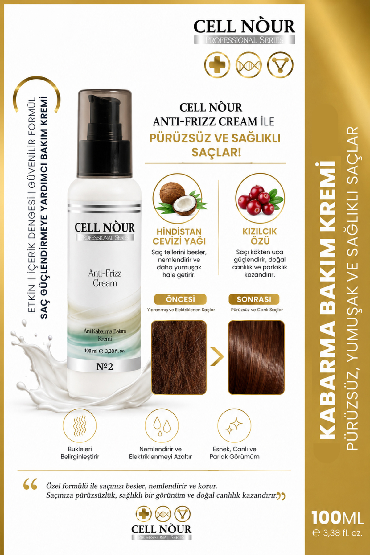 CELL NOUR Anti - Frizz Cream - Saç Bakım Kremi — Cellnourfrizz — تصویر 3 از 4