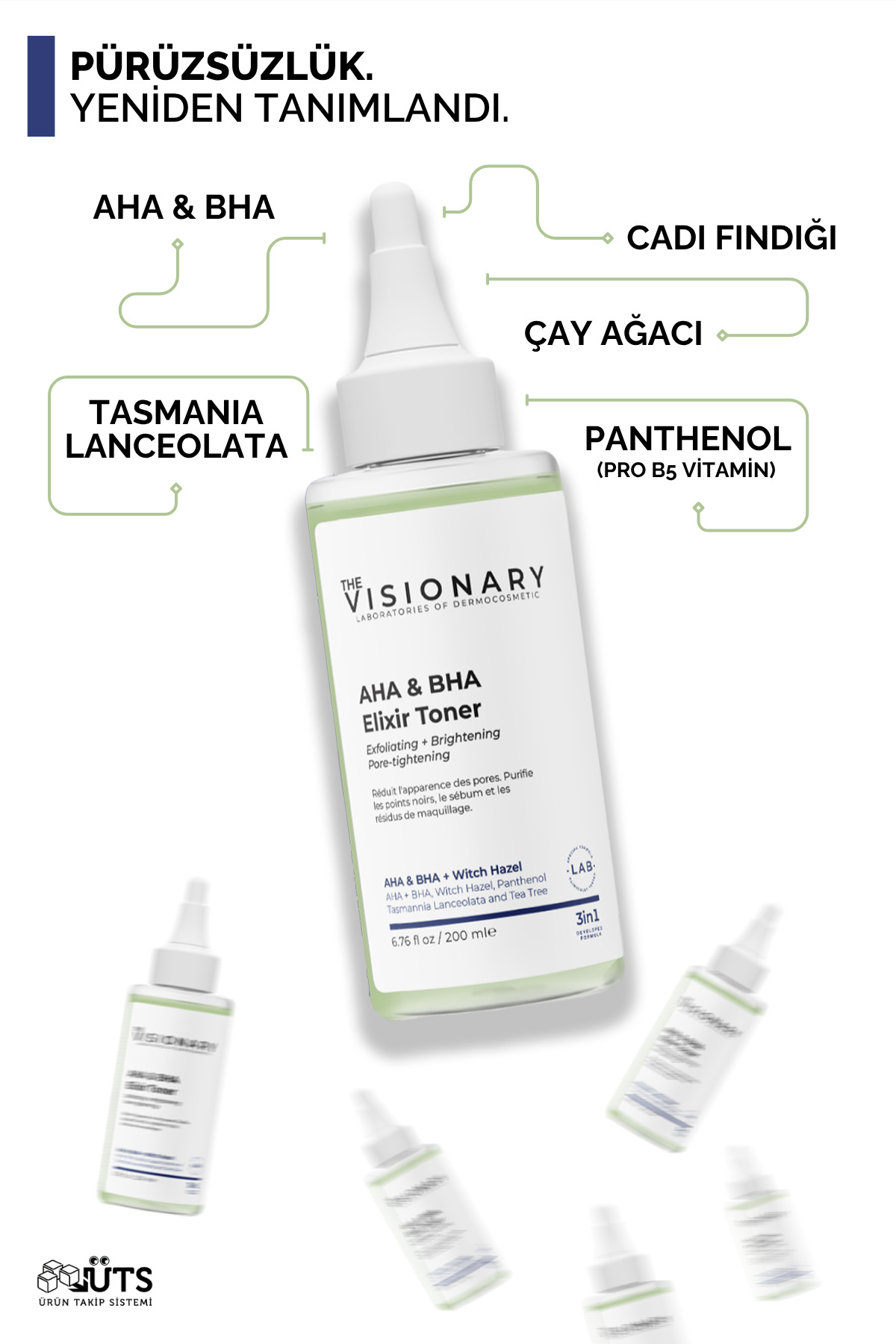 AHA & BHA - Cadı Fındığı İçeren Gözenek Sıkılaştırıcı ve Canlandırıcı Tonik 200 mL — The Visionary AHA & BHA Elixir Toner — تصویر 4 از 5