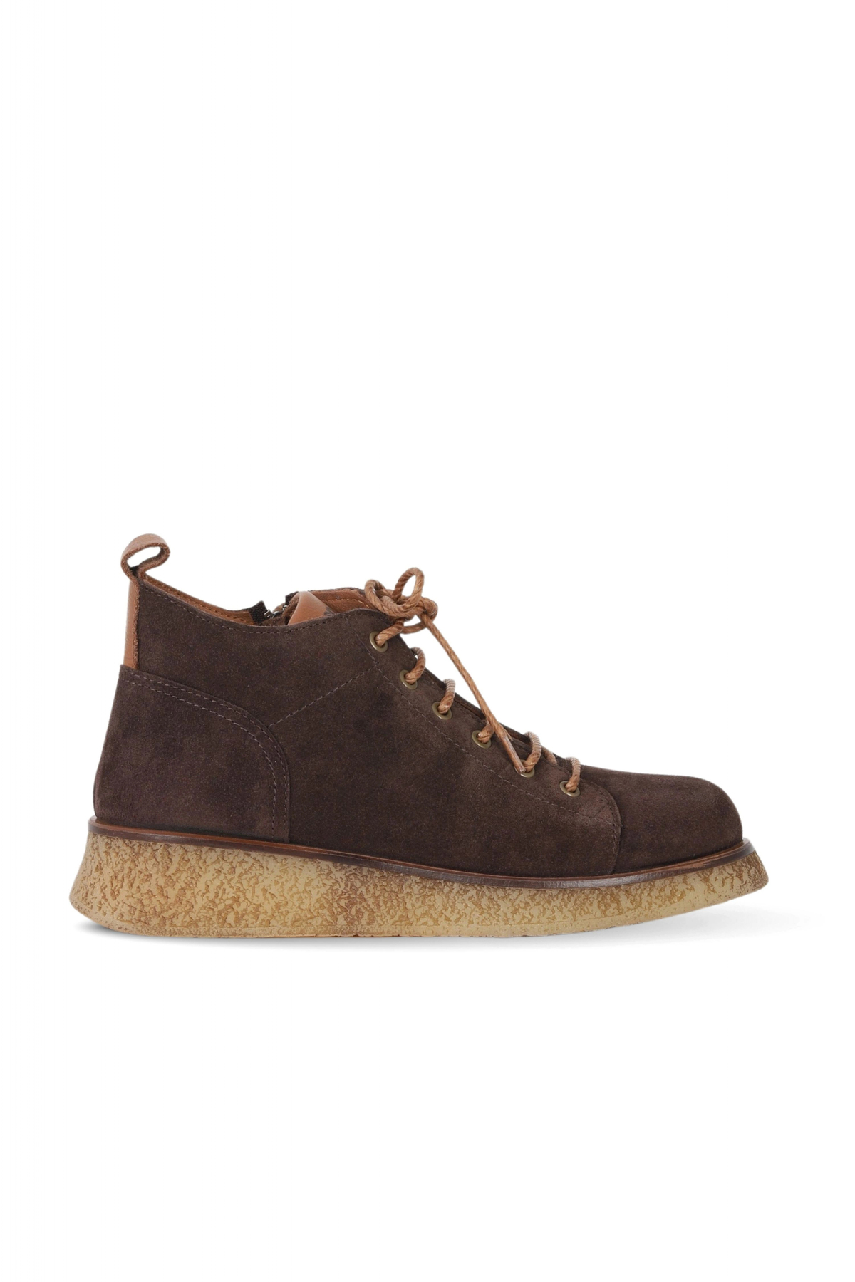 Brown Dark Suede Women's Flat Boots 01wv5204
