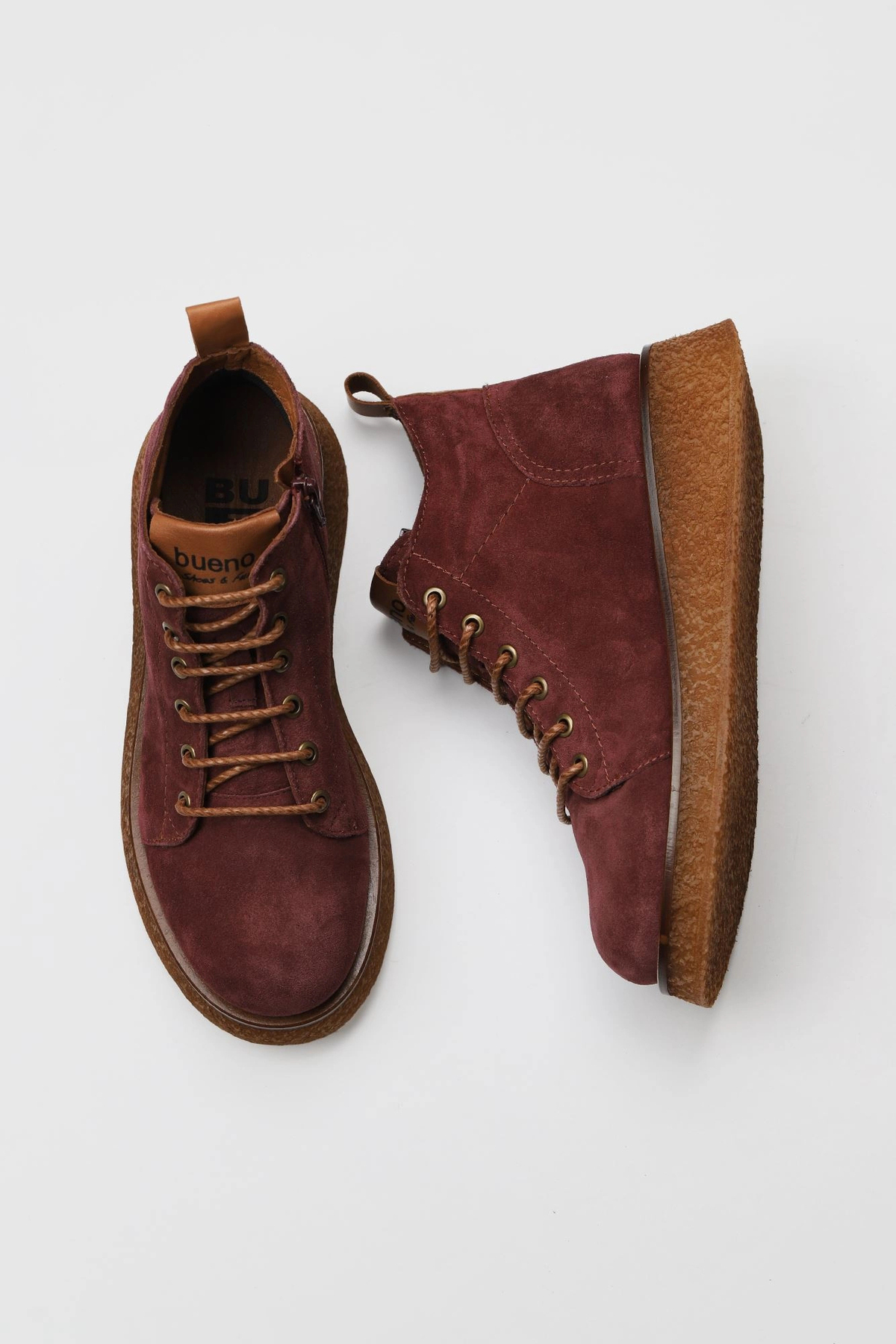 Claret Red Suede Women's Flat Boots 01wv5204