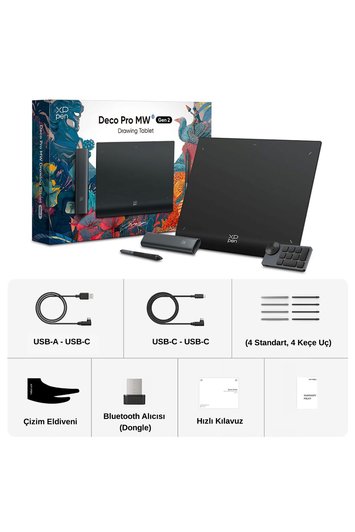 XP-Pen Deco Pro MW 2nd Generation Bluetooth Kablosuz Grafik Tablet