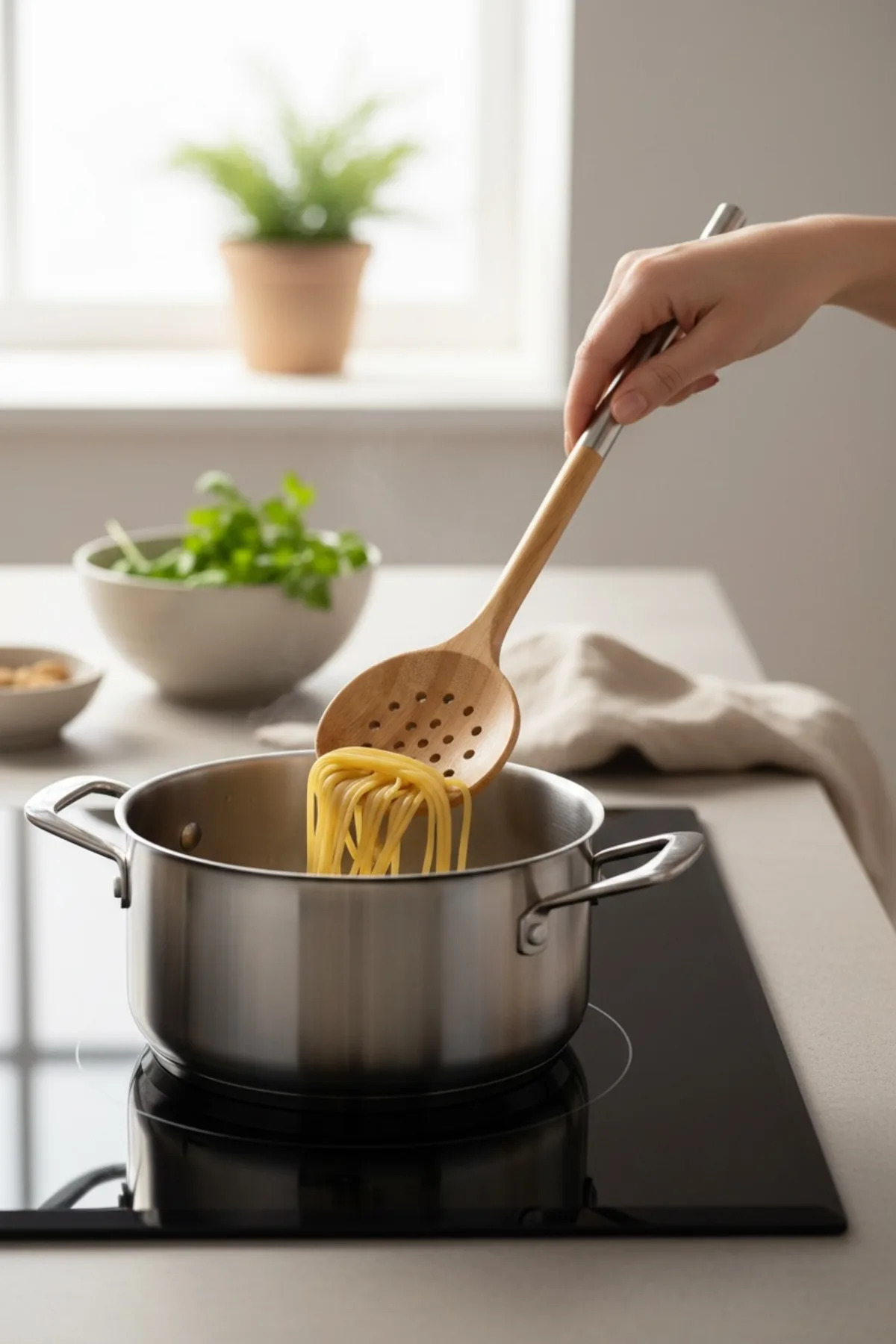 Metal Saplı Bambu Yan Spatula – Doğal Bambu Mutfak Gereci, Şık ve Dayanıklı Spatula