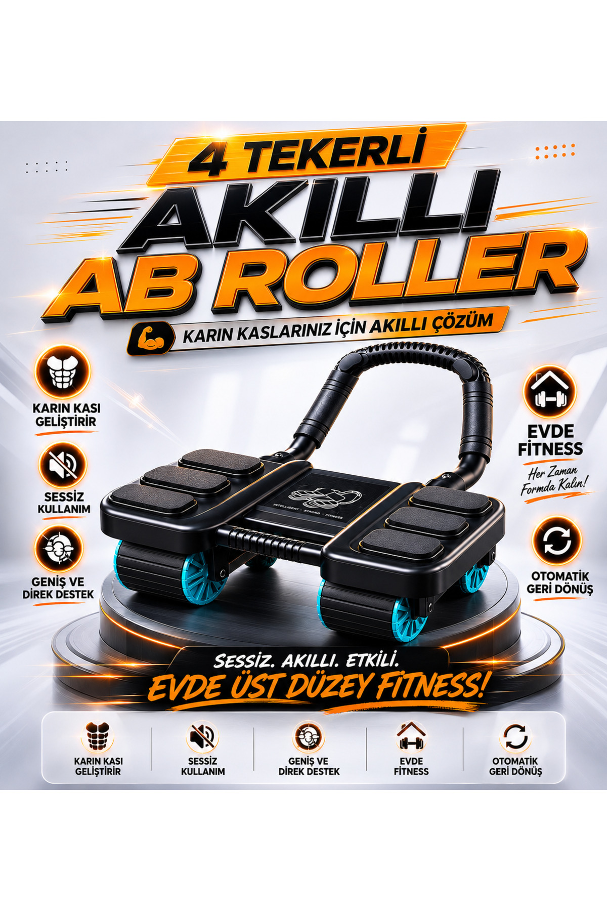Ab Roller 4 Wheel Abdominal Muscle Tool Ab Rollout Exercise Platform With Counter