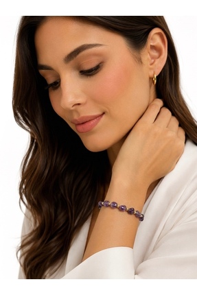 MAHBERAN STONE NATUREL KESİM AMETİS DOĞAL TAŞ BİLEKLİK AYARLANABİLİR BİLEKLİK...