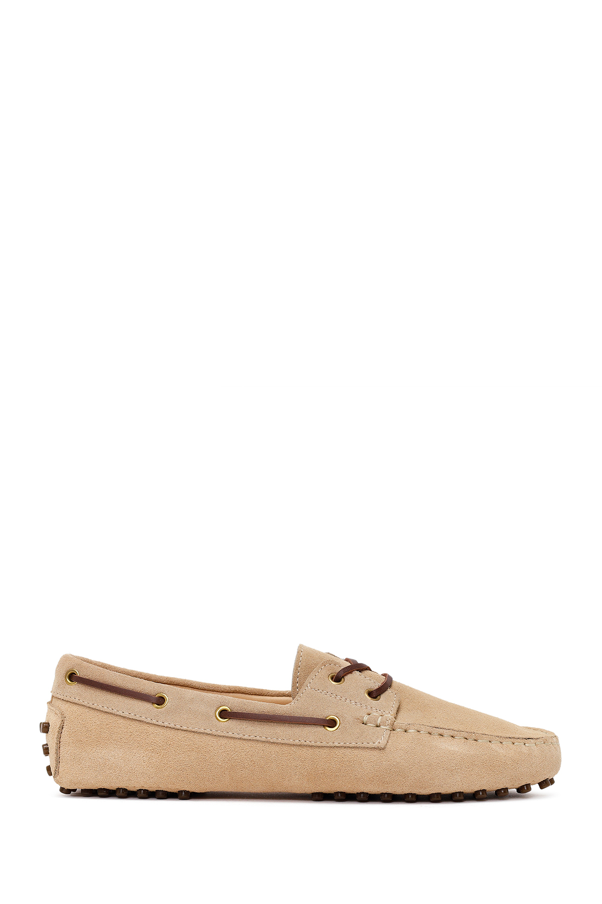 Women's Beige Suede Leather Loafer 26PFD290910