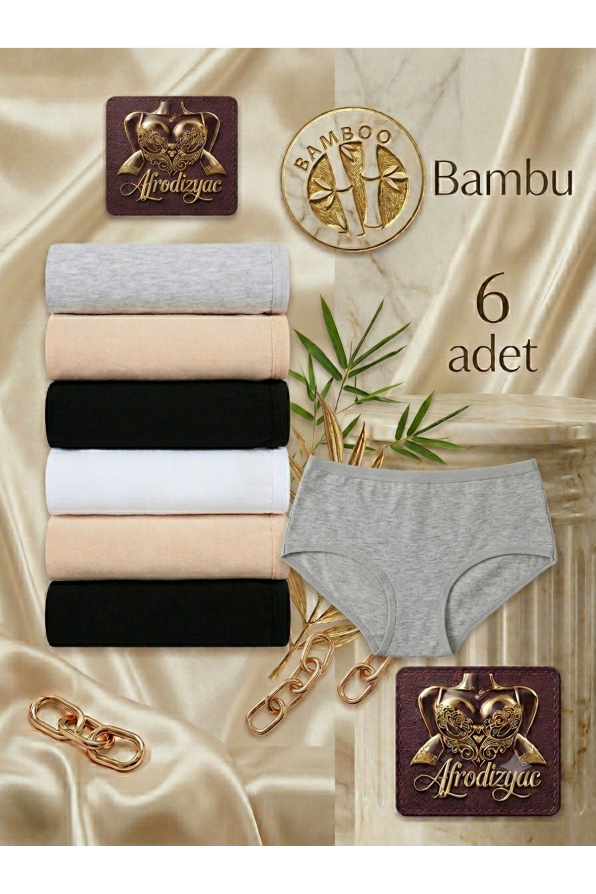 Afrodizyac 6’lı Extra Yumuşak Ve Esnek Bambu Yüksek Bel Slip