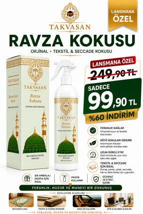 Takvasan Medine Ravza Kokusu 400 ml Alkolsüz Oda ve Ortam Kokusu Hediyelik