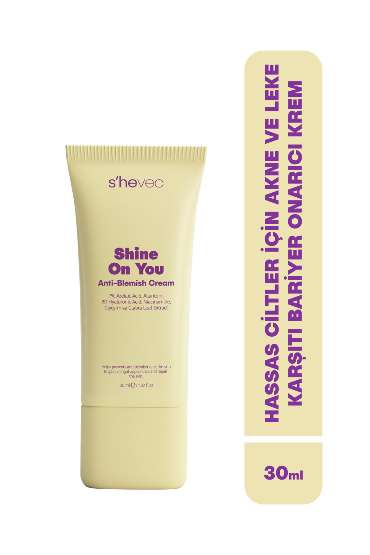 s'hevec Hassas Ciltler İçin Akne ve Leke Karşıtı Bariyer Koruyucu Azelaik Asit Vegan Krem 30 ml Shine On You — SH-2102