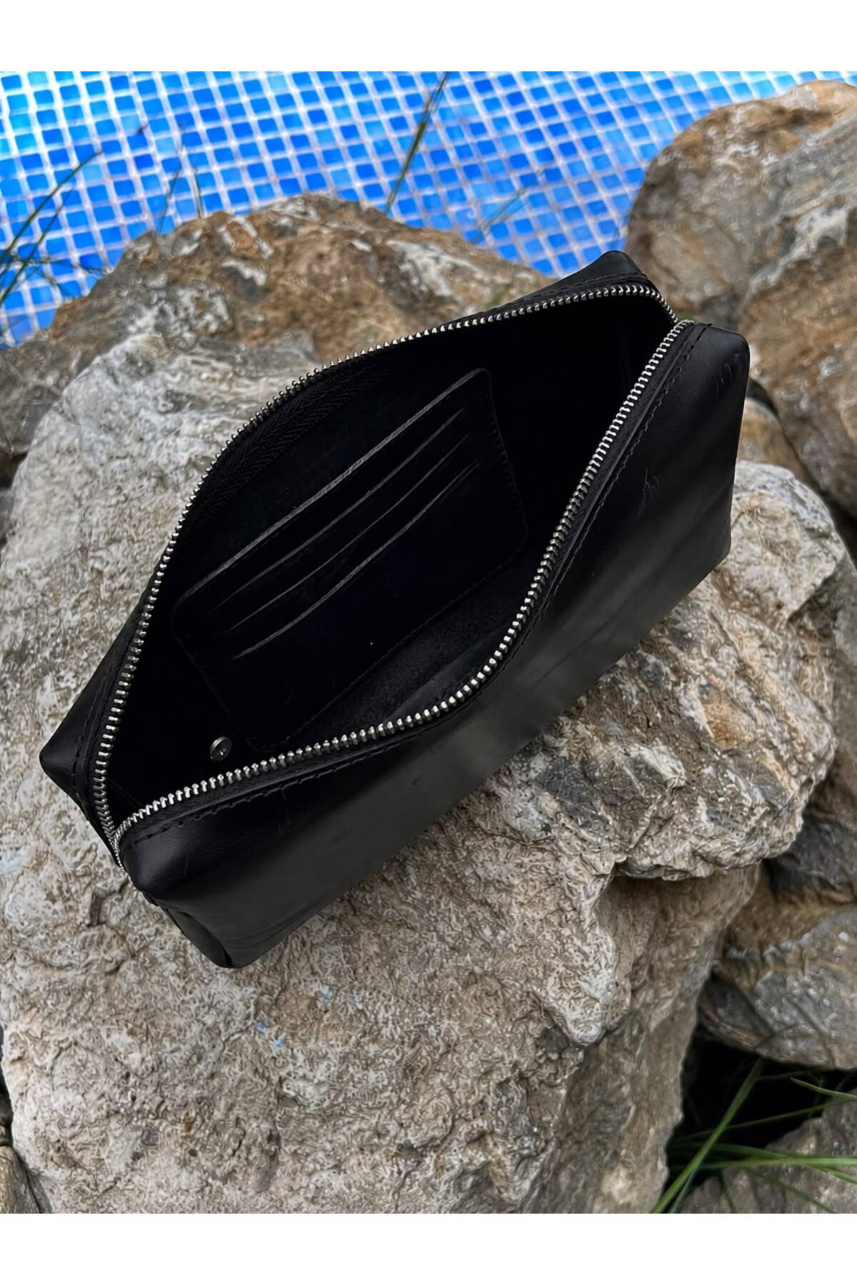 ÖzkanAccessory Capella Hakiki Deri Siyah Unisex El Çantası görsel 3