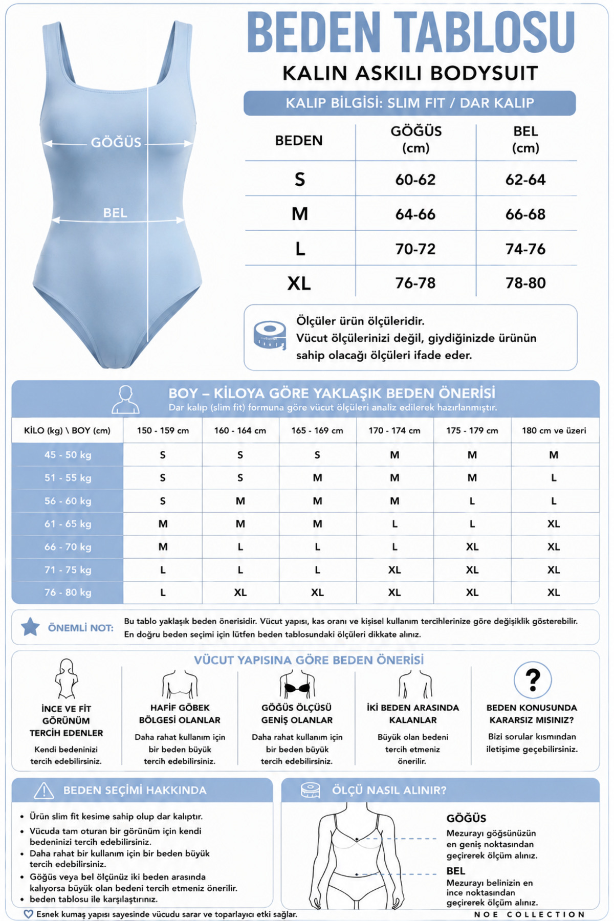 Kadın Kare Yaka Kalın Askılı Çıtçıtlı Body Slim Fit Dar Kalıp Likralı Bodysuit - Mavi 5