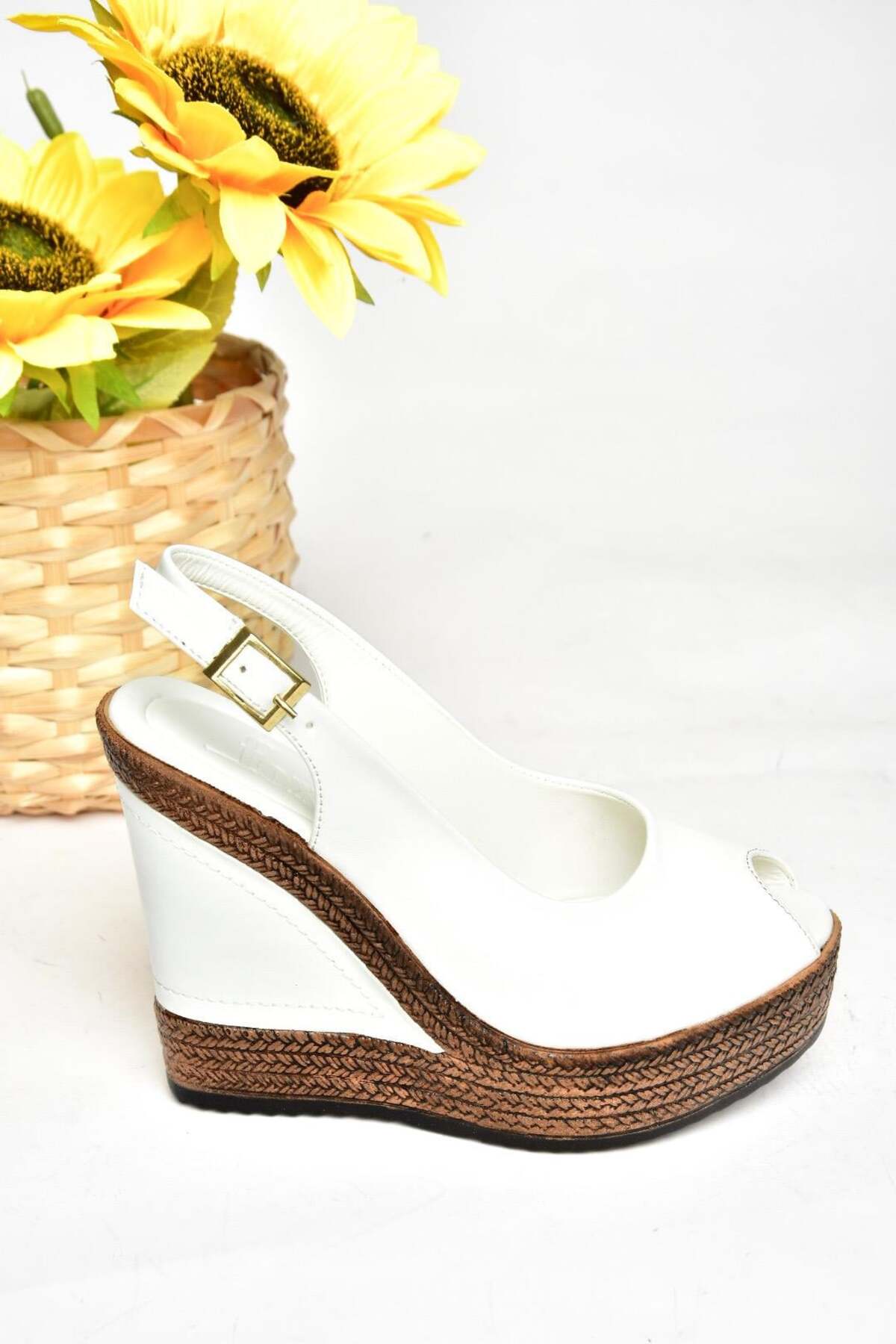 Fox Shoes Beyaz Kadın Dolgu Topuklu Ayakkabı 9674070803 görsel 8
