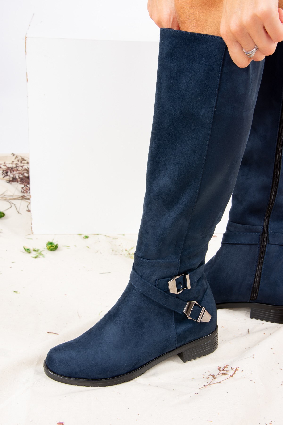 Fox Shoes Lacivert Süet Kadın Çizme E726203402 görsel 2