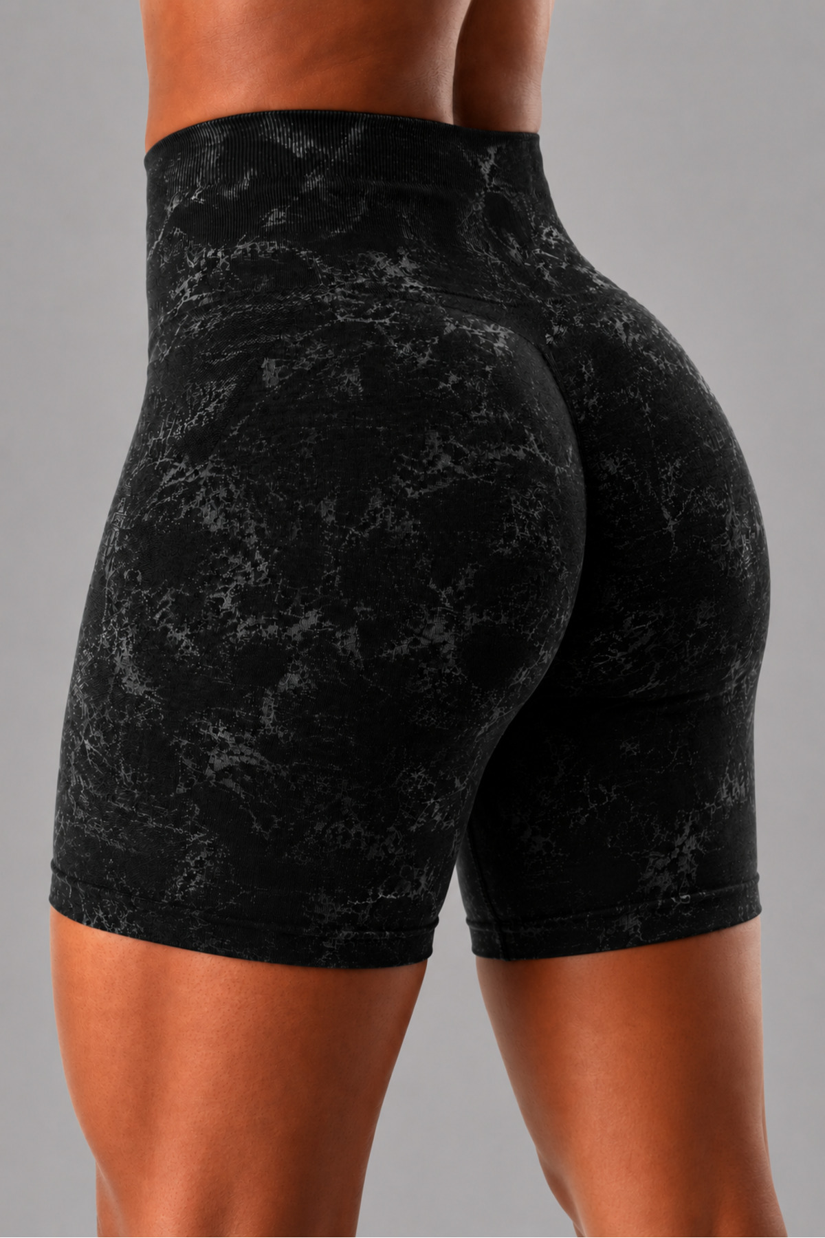 gymhams Batik Marble Shorts Kalça Büzgülü BİKER Şort, Push-up Toparlayıcı & Şekillendirici