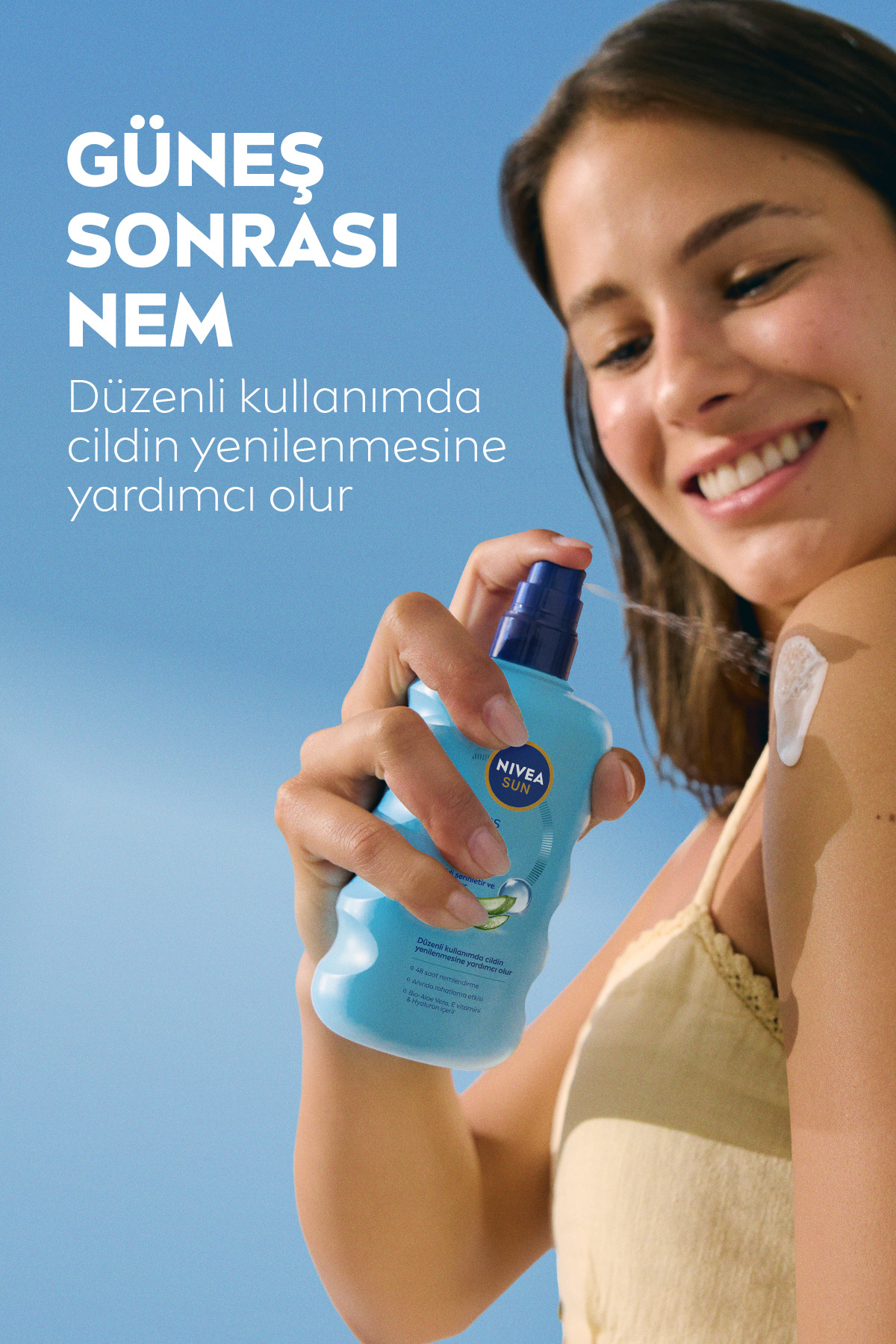 SUN Güneş Sonrası Nemlendirici Vücut Spreyi 200ml,Serinletici,Yatıştırıcı,Aloe Vera,Hyaluron — 80434-08200-17 — تصویر 4 از 8