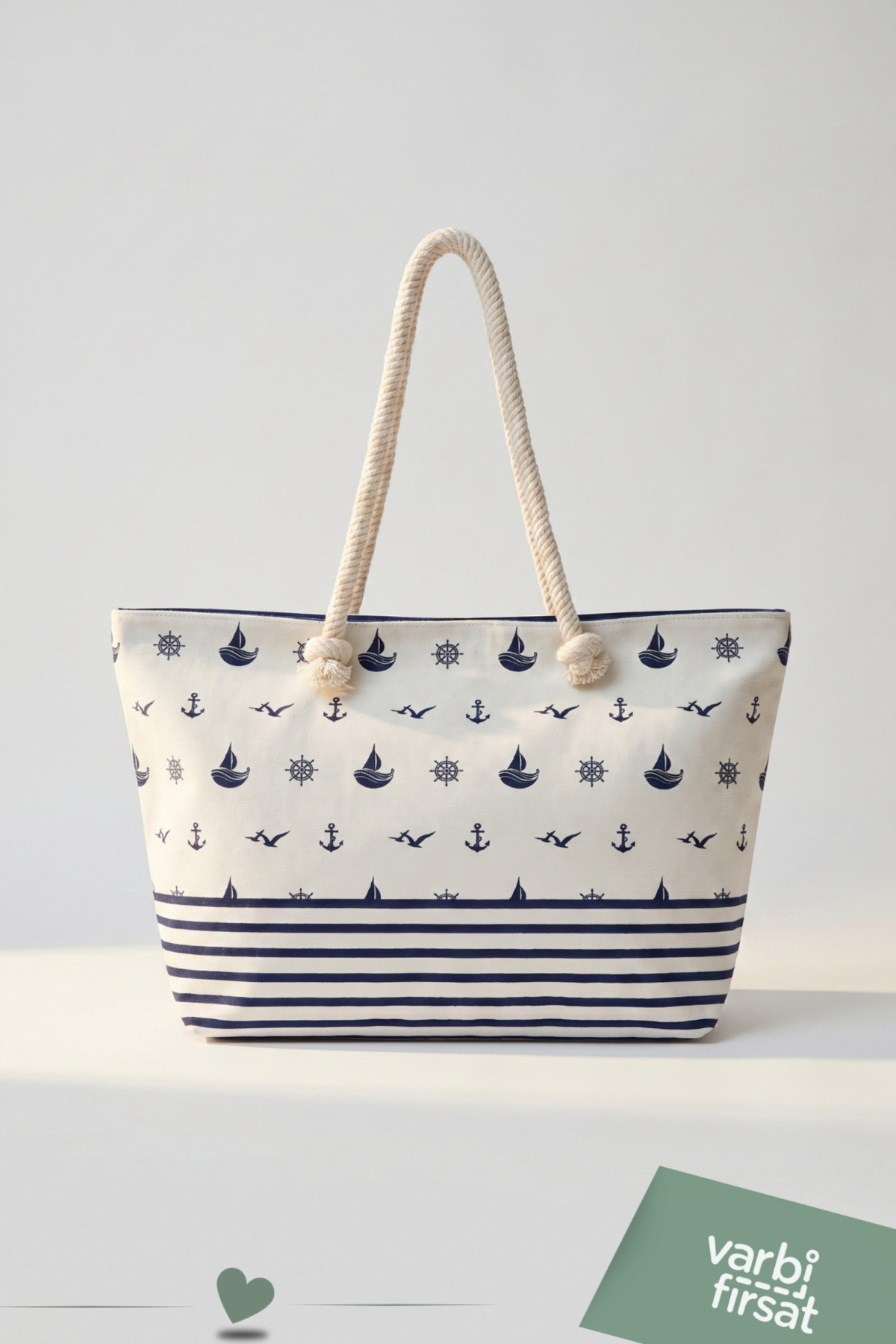 Varbifırsat Tote Plaj Çantası, Fermuarlı Büyük Boy Alışveriş ve Günlük Omuz Çantası 50x30 cm görsel 6