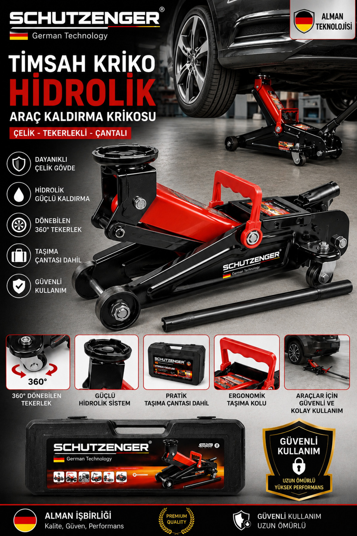 SCHUTZENGER Alman 2.5 Ton Timsah Kriko Hidrorex 2.5 Ton Araba