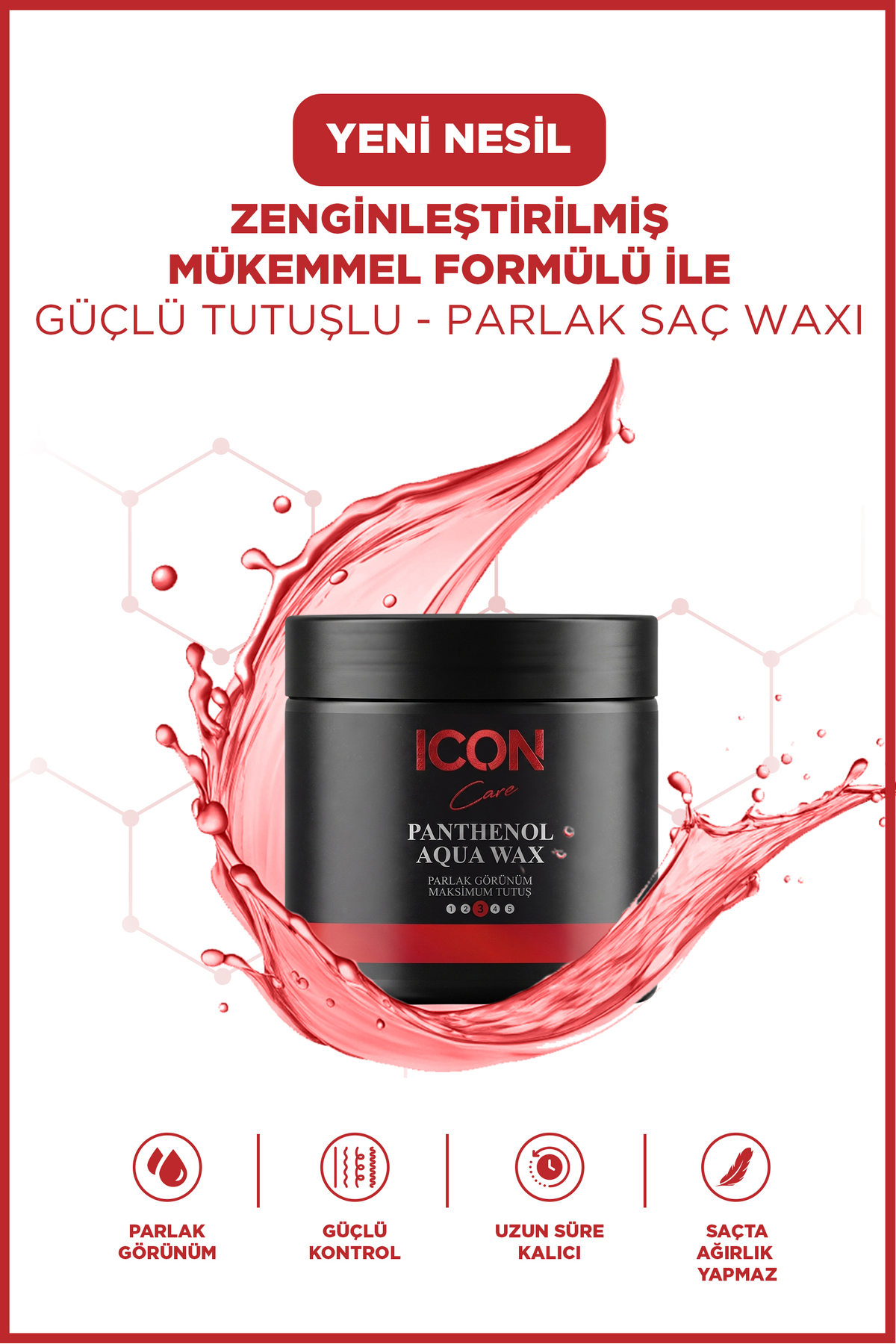 ICONCare Panthenol Aqua Wax Maksimum Tutuş Parlak Görünüm Saç Waxı 150 ml — P-00001595 — تصویر 2 از 4
