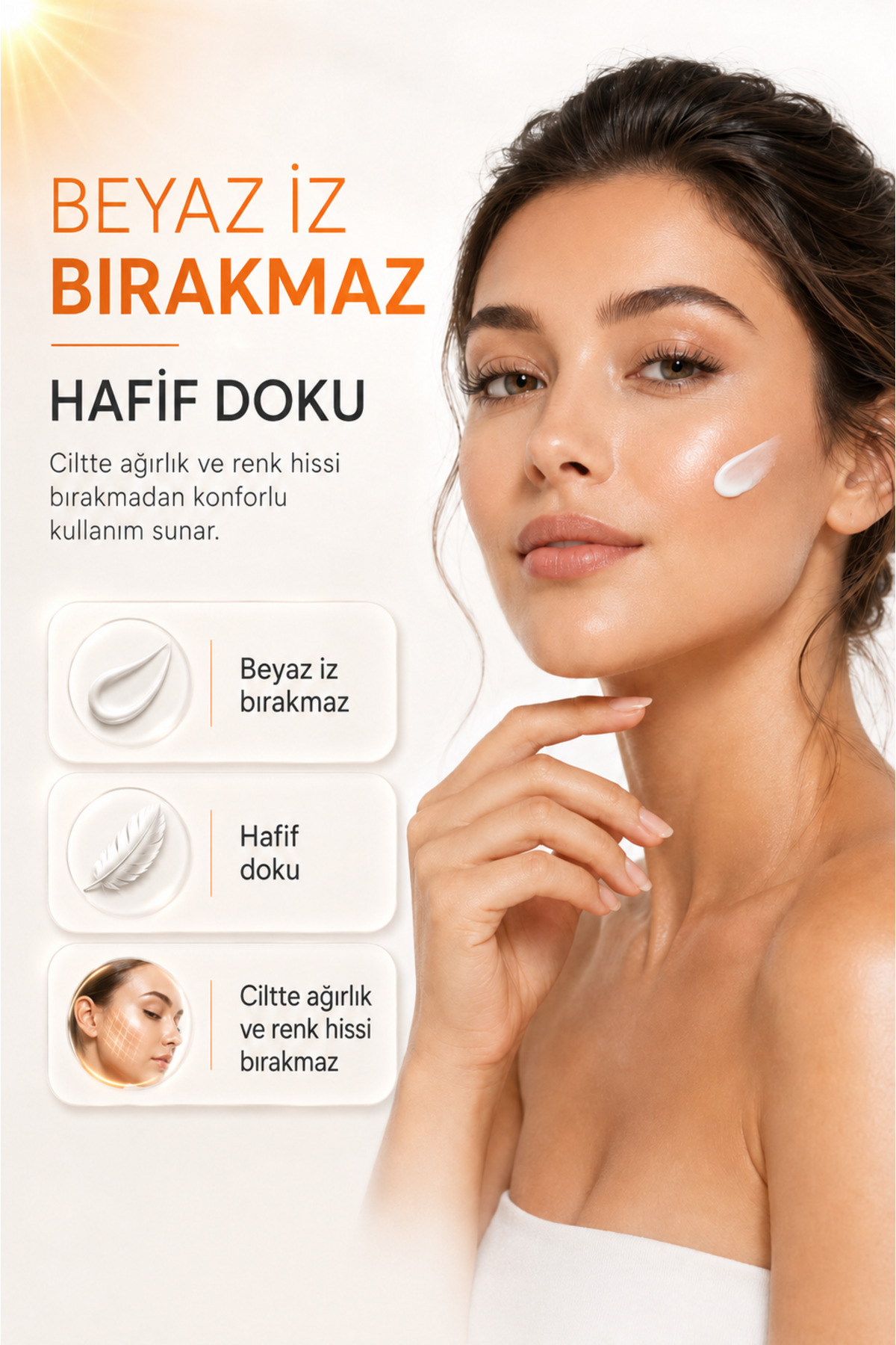 SPF 50+ Güneş Kremi UVA UVB Koruma | Suya Dayanıklı, Leke Karşıtı, Nemlendirici Güneş Kremi 90 ml — DDE-KR-SUNCREAM-50ML — تصویر 2 از 7