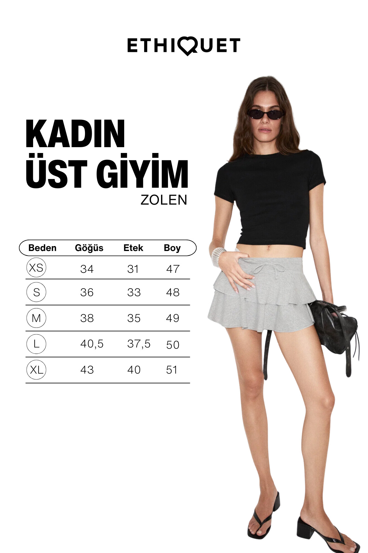 ZOLEN Kadın Yumuşak Ve Esnek Kumaşlı Organik Pamuklu Kısa Kollu Crop Siyah T-Shirt 6