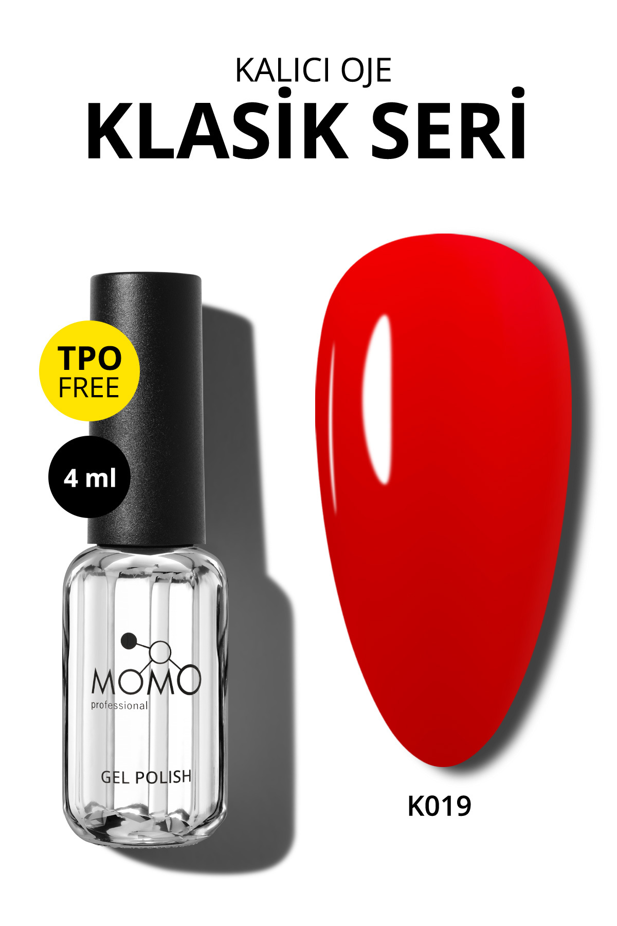 MOMO professional Kalıcı Oje K019, Koyu Kırmızı, 4 ml — قرمز 8860101A01S01K019