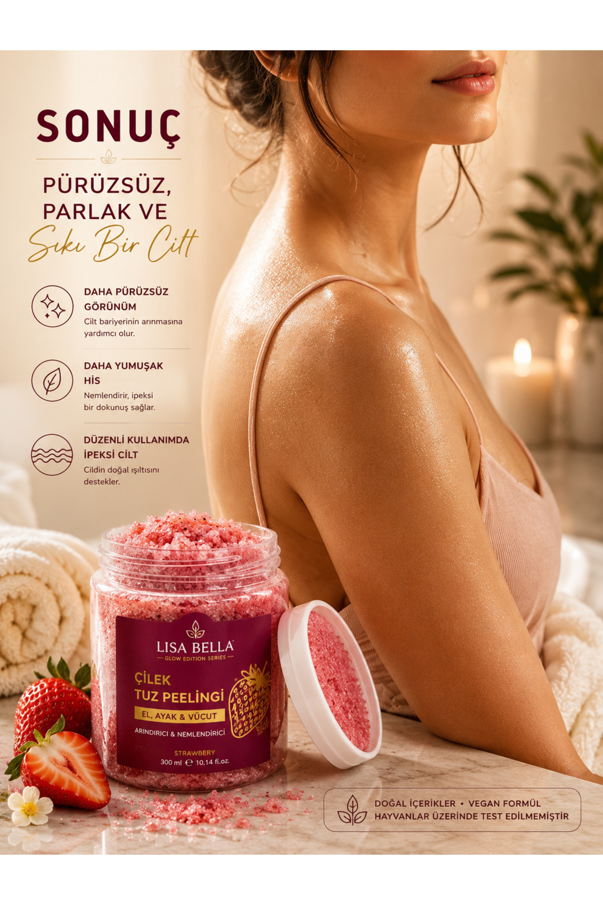 Soft Glow Vücut Peelingi | El, Ayak ve Vücut İçin Ölü Deri Arındırıcı Bakım Çilek👉 "Batık Karşıtı" — USGVP — تصویر 6 از 9