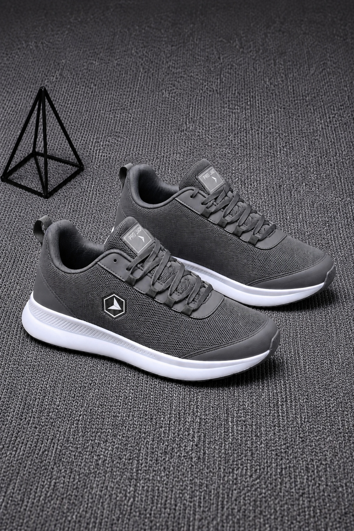 PRO JACK Füme Siyah Bağcıklı Sneaker Koşu Yürüyüş Erkek Spor Ayakkabı