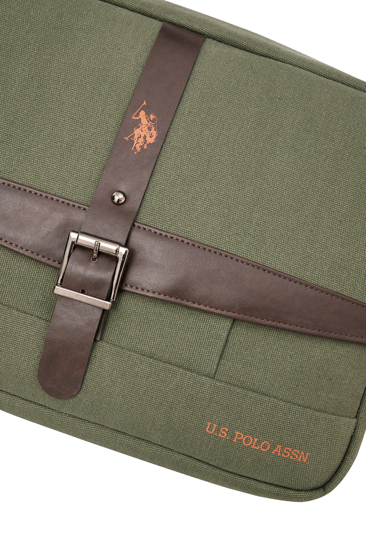 U.S. Polo Assn. U.S. Polo Assn 24544 kanvas postacı çantası laptop bölmeli omuz çantası HAKİ görsel 4
