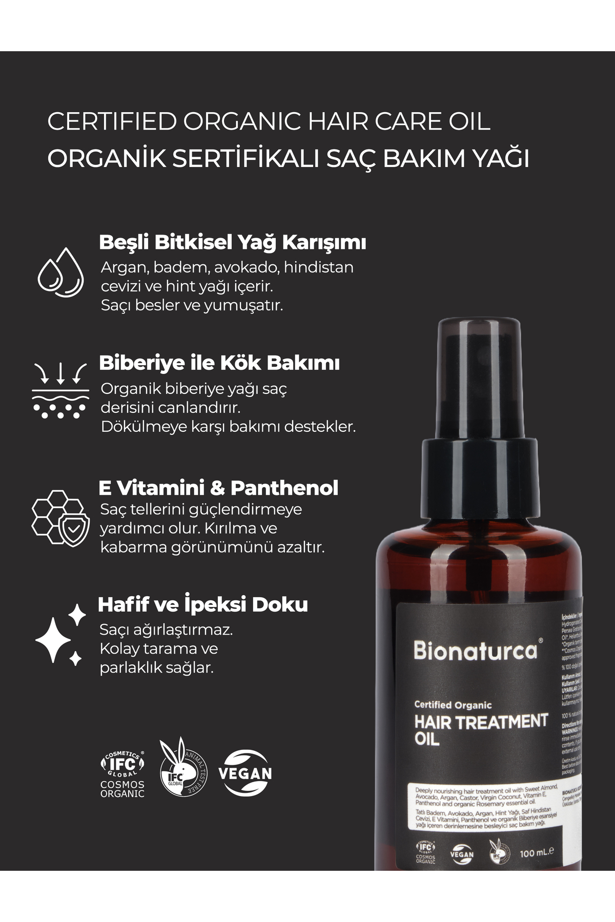 Organik Sertifikalı Yıpranma Karşıtı Canlandırıcı Saç Bakım Yağı 100 ml — ŞBY125 — تصویر 3 از 7