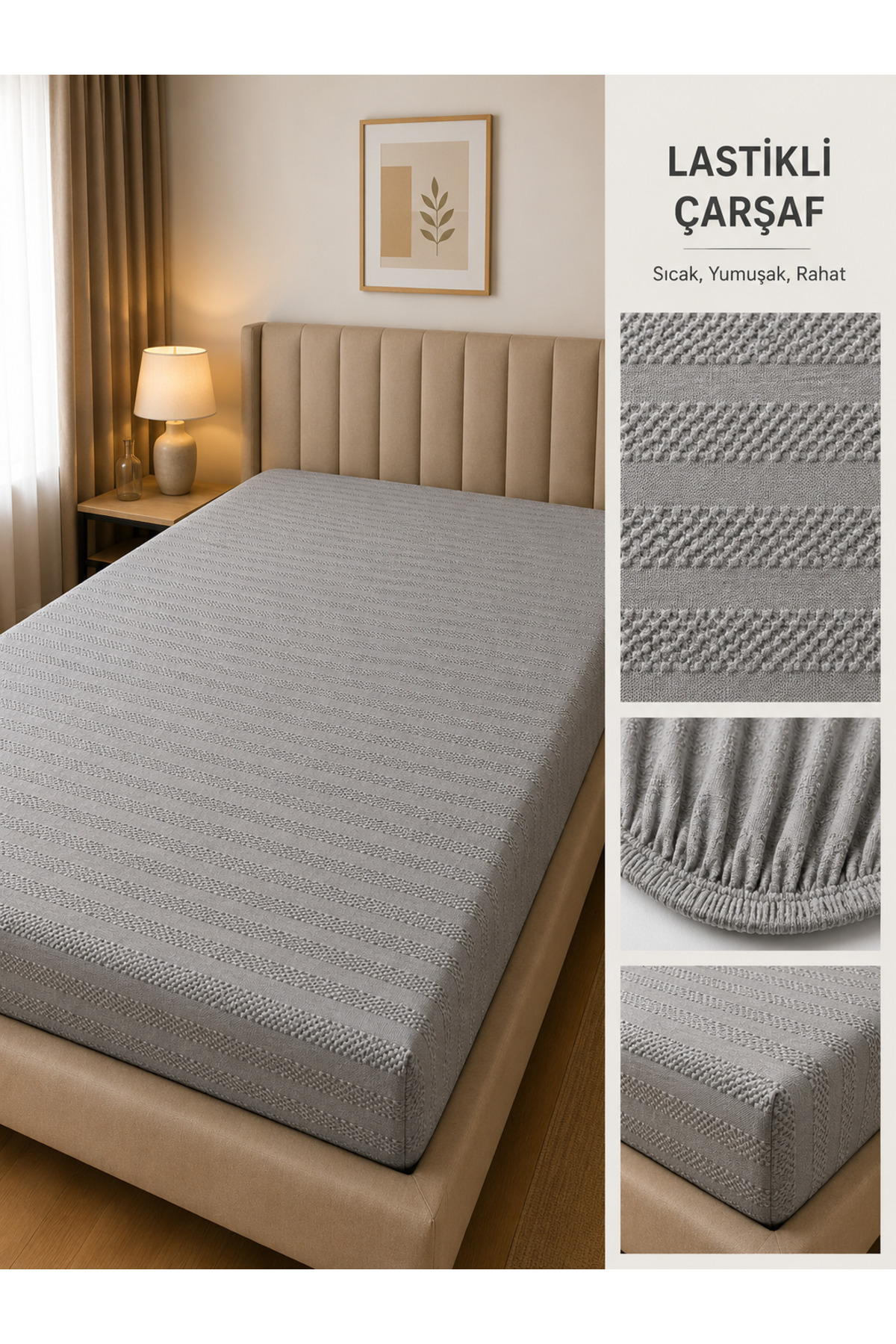 LADYNİL 100% Cotton Jacquard Combed Elastic Bed Sheet |   Single-Double-King ...