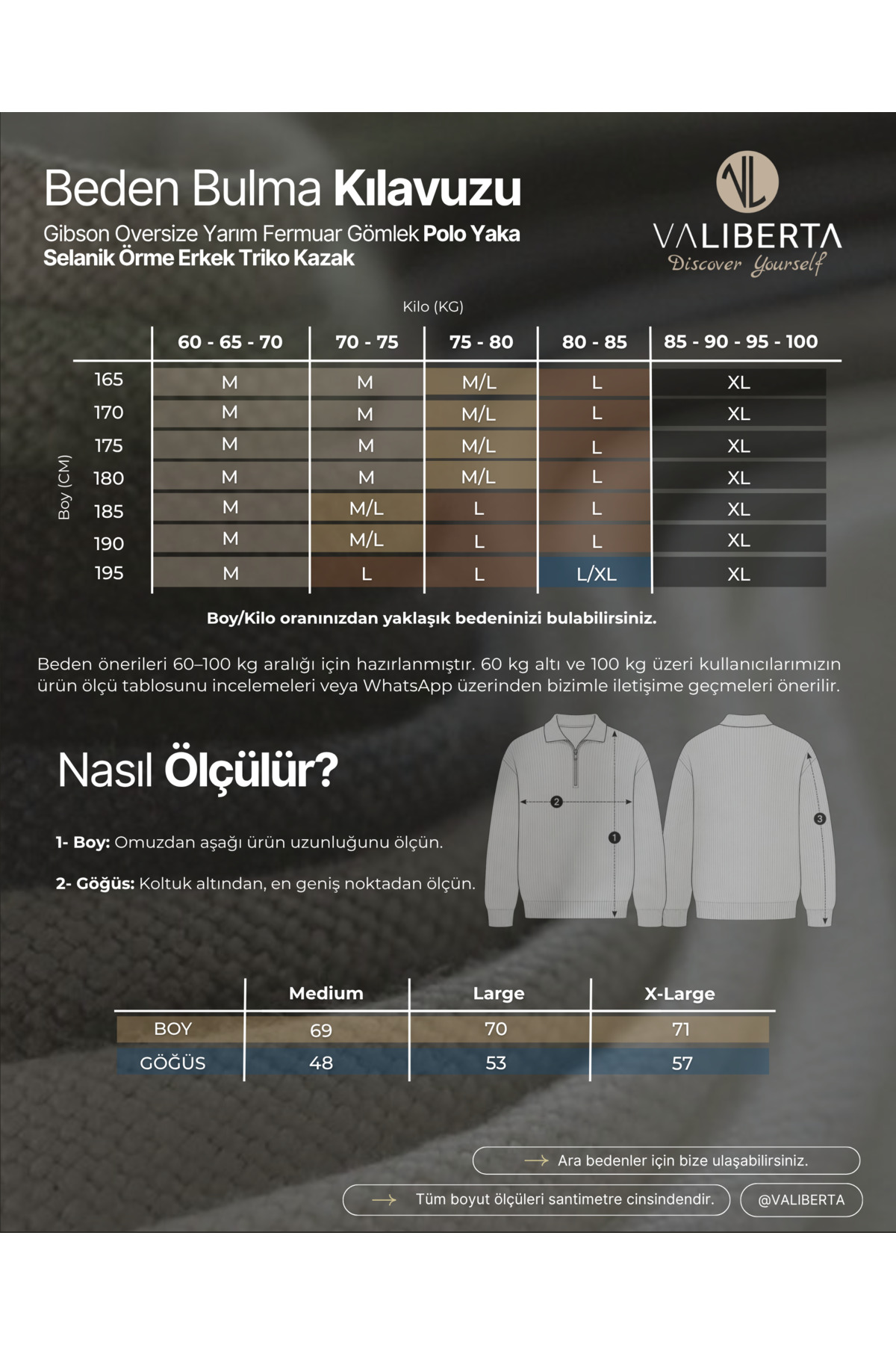 Valiberta Gibson Oversize Yarım Fermuar Gömlek Polo Yaka Selanik Örme Erkek Triko Kazak - Kahve görsel 7